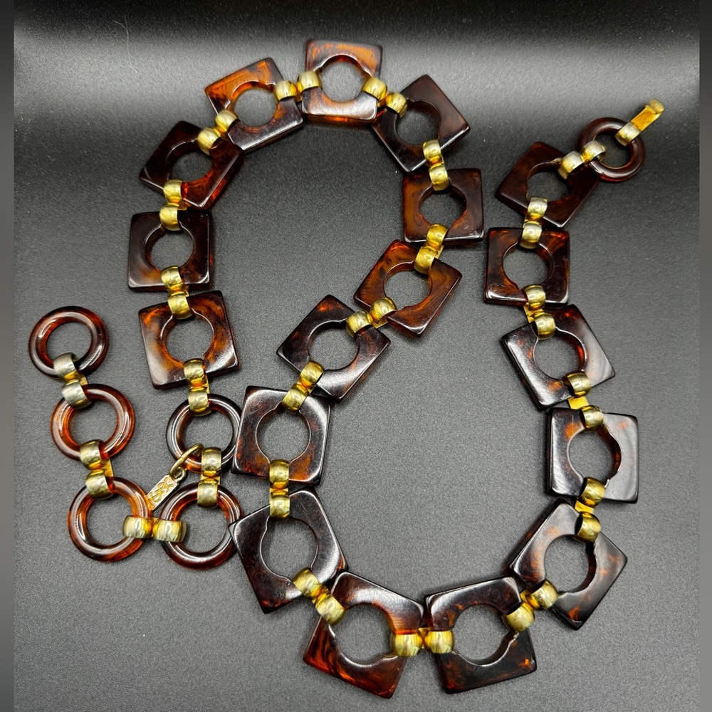 LOT 1499 Yves Saint Laurent tortoise lucite belt 35”